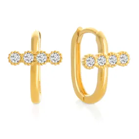 4CZ Oval Shape Huggie Hoop Earrings