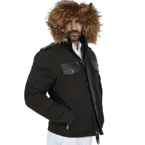 Anelka Faux Fur  Hooded Black Jacket