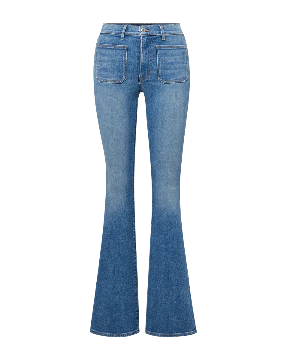 Beverly Patch-Pocket Skinny-Flare Jean