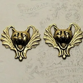 Brass Gargoyle Bat Stampings x 2 - 7076RAT.