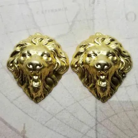 Brass Lion Head Stampings x 2 - 157RAT.