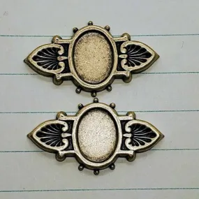 Brass Ornate Bar With 18mm x 13mm Bezel Setting x 2 - 672RAT.