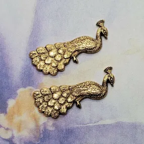 Brass Peacock Findings x 2 - 4878S.