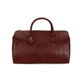 Brown Apollo 2 Faux Crocodile Skin Duffle Bag