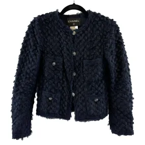 CHANEL- 08A Boucle Textured Mohair Jacket - Navy - 4 Pocket - FR 38 US 6