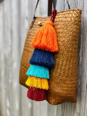 Colorful Tassel Tote-Bag Charms -Large Straw Bag Tassel Charm