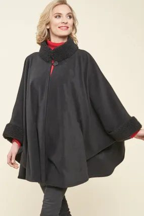 Desmona Faux Fur Trim Fleece Cape