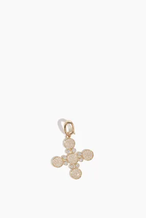 Diamond Arles Cross Pendant with Adjustable Bail in 14k Yellow Gold