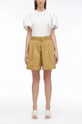 Drip-Embellished Chino Pleated Shorts