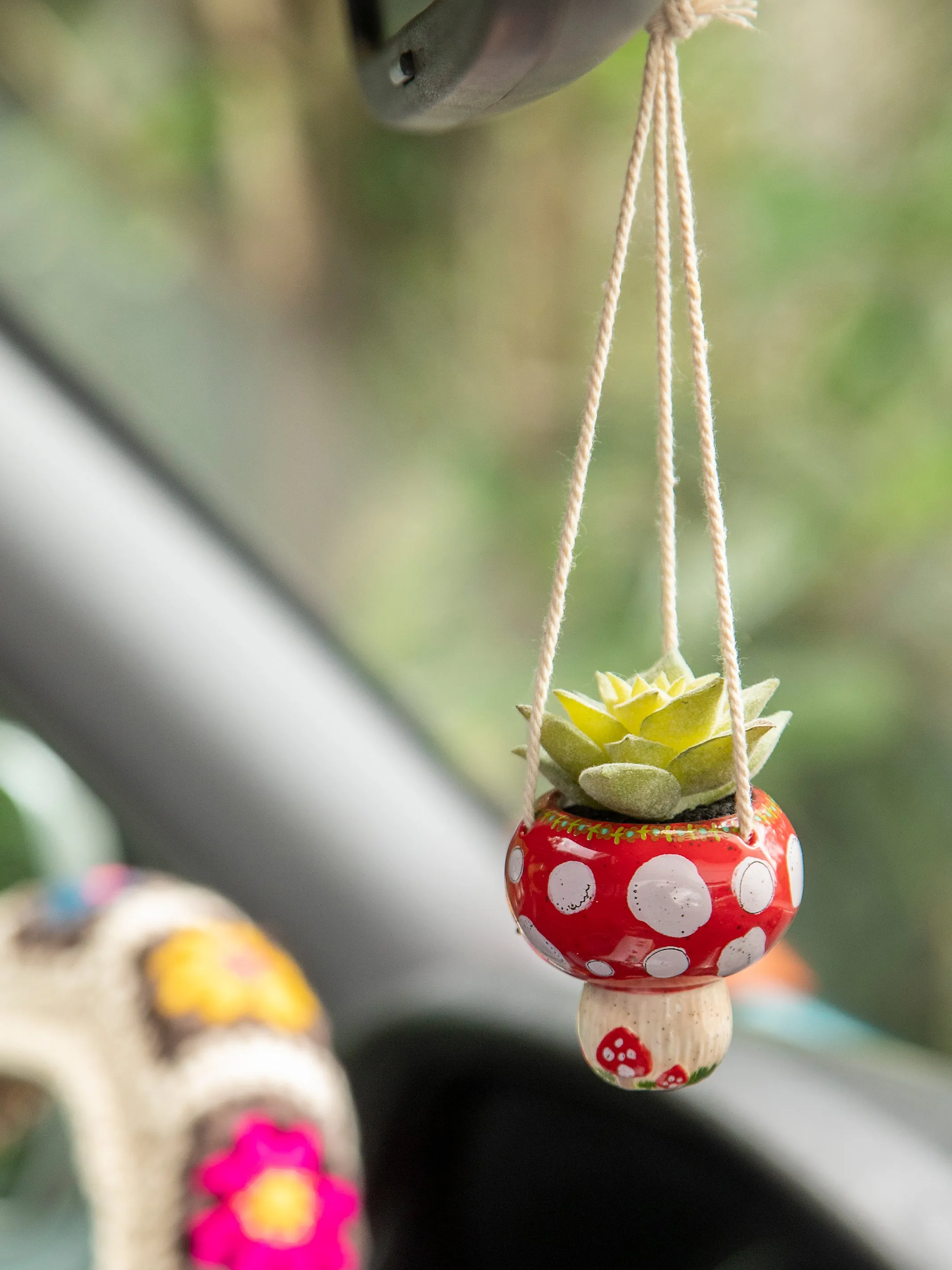 Faux Succulent Car Charm - Mushroom