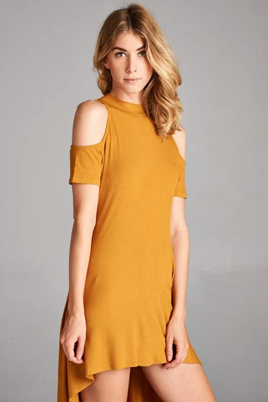 Isa Hi-Low Open Shoulder Dress