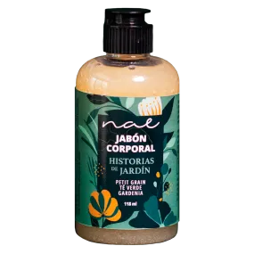 Jabón líquido corporal con aceites esenciales Historias de jardín Petit grain, té verde, gardenia