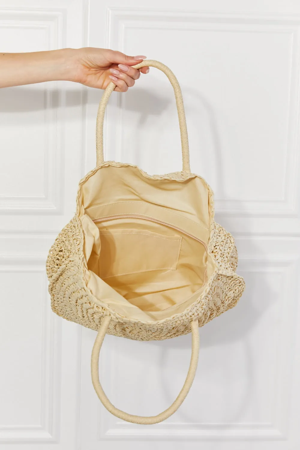 Justin Taylor Beach Date Stroh-Rattan-Handtasche in Elfenbein