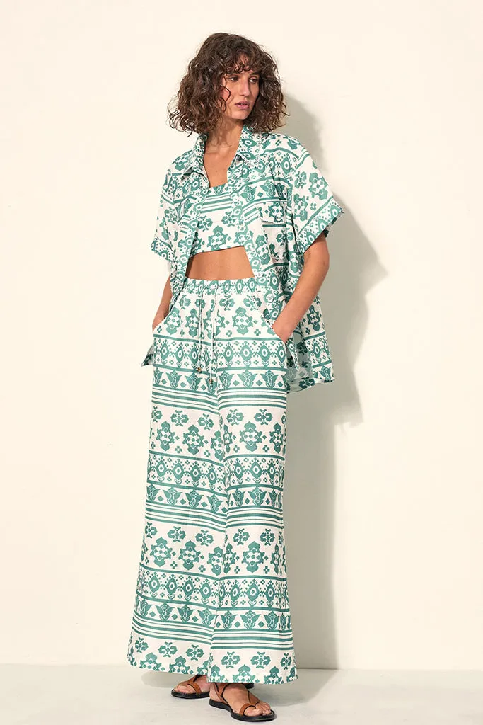 Kivari - Iman Drawstring Wide Leg Pant - Teal *FINAL SALE