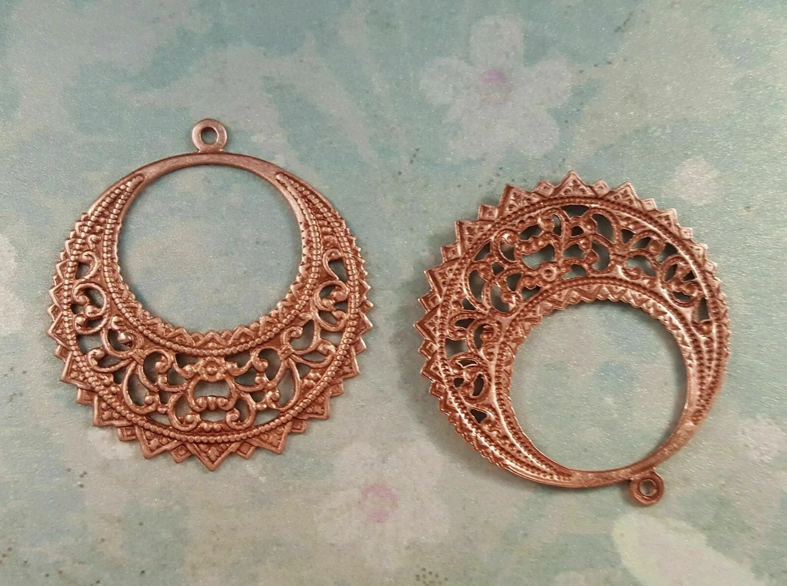 Large Brass Filigree Hoop Charms x 2 - 5233S.