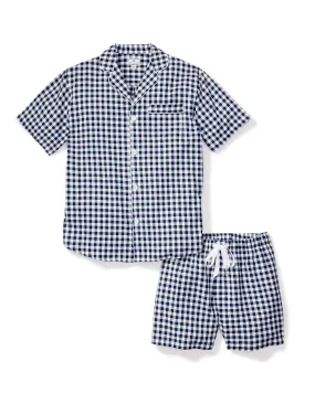 Men's Twill Pajama Short Set | Navy Gingham