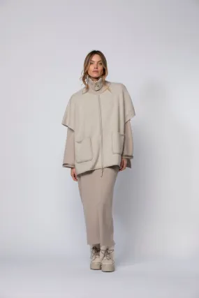 PONCHO ZIPPE AVEC DETAIL CUIR