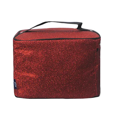 Red Glitter NGIL Large Top Handle Cosmetic Case