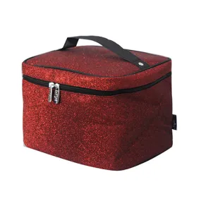 Red Glitter NGIL Large Top Handle Cosmetic Case