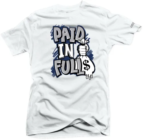 Shirt to Match Jordan 4 Retro White Midnight Navy Paid In Full