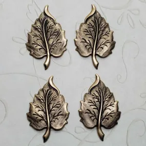 Small Brass Leaf Leaves Stampings x 4 - 2232SG-2233SG.