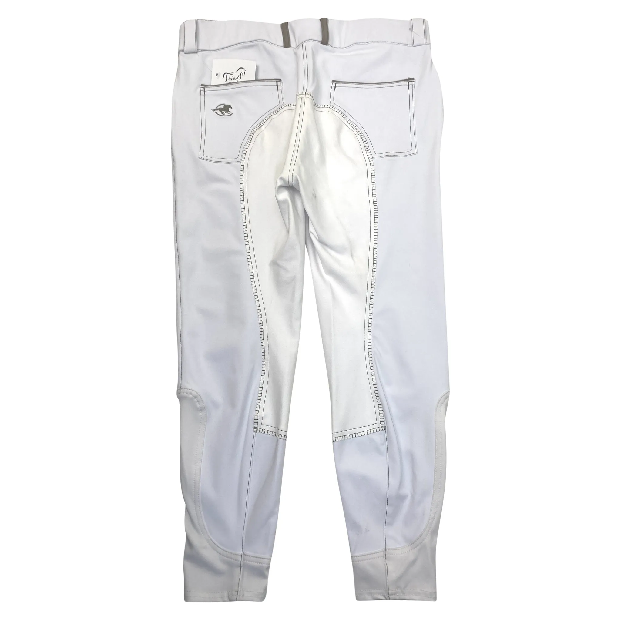 SmartPak Piper 'Evolution' High Rise Breeches in White w/Grey - Women's 30R