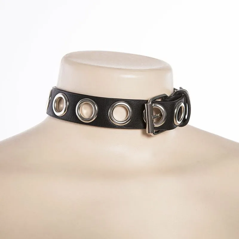 STREET FASHION RIVET PU BUCKLE NECKBAND BY13006