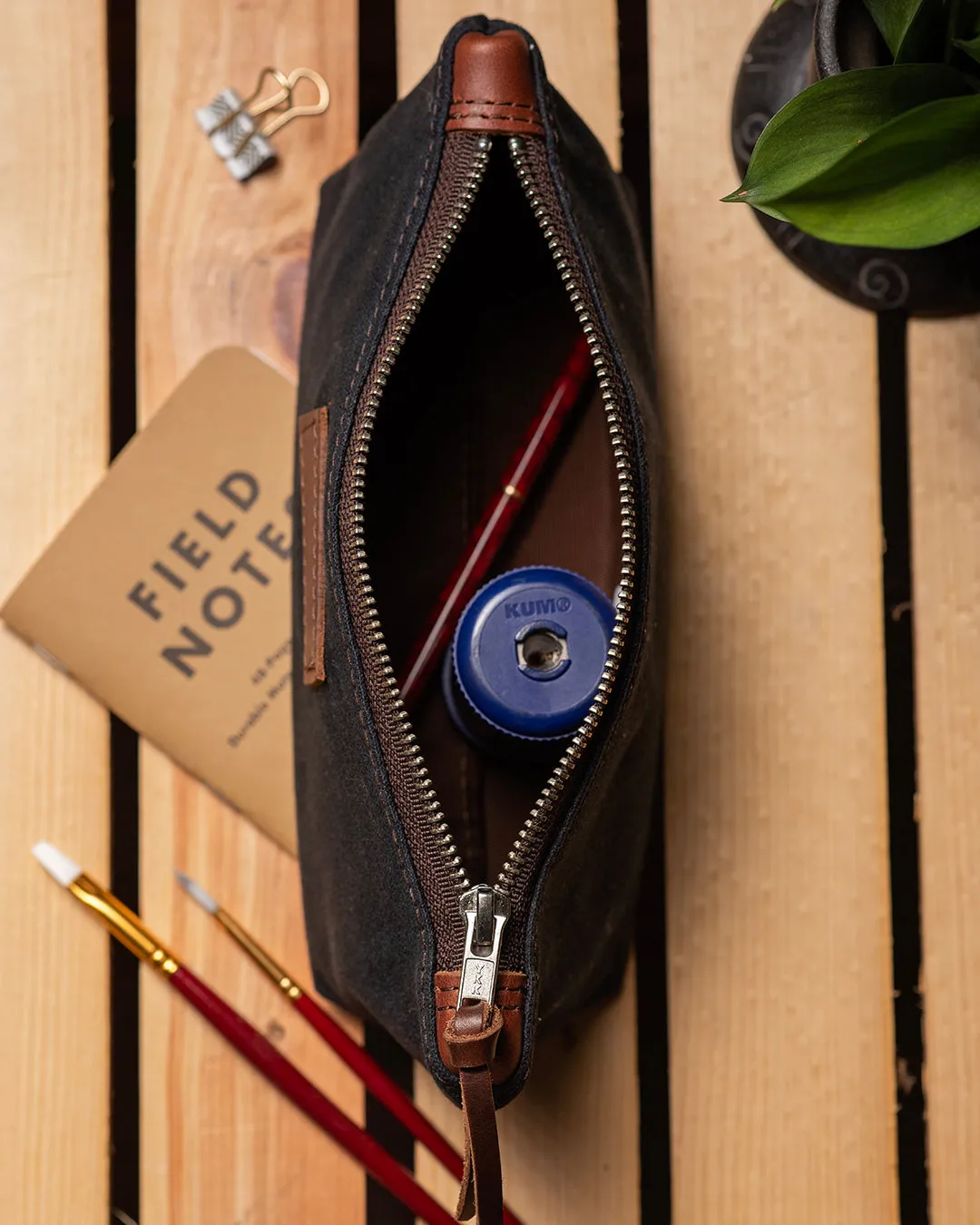 Waxed Canvas Personalized Pencil Case