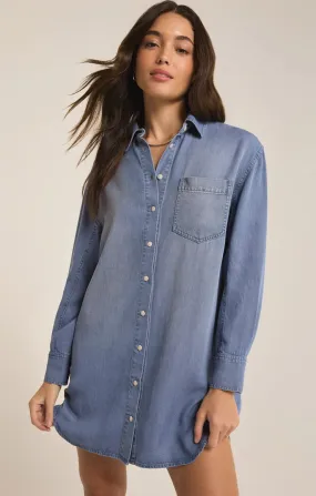 Z Supply Dover Chambray Mini Dress (Sun Bleached Indigo)